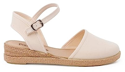 Pisamonas Espadrilles Mit Keilabsatz Riemenverschluss Und Schnalle Größe 32 Farbe Rohweiß