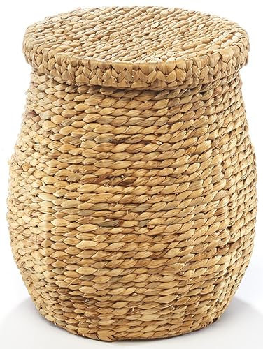 Kobolo Aufbewahrungskorb Wäschekorb Dekokorb aus geflochtener Wasserhyazinthe mit Deckel