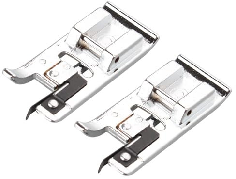 Jopto 2 Pièces Surjeteuse Pied-de-Biche pour Machine à Coudre Système Snap-on Outil pour Les Ourlets Roulés pour Brother, Janome, Toyota, New Singer (avec Bouchon)