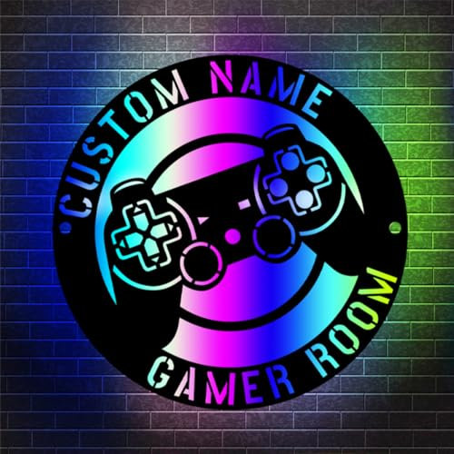 Lampe de jeu décorative personnalisée pour salle de jeux, panneau lumineux LED en bois avec couleurs RVB – Cadeau pour homme, adolescent, garçon, fille (style 5)