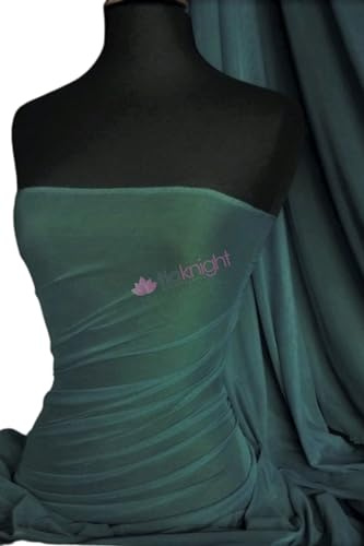 Premium Quality Power Mesh Fabric | 4 Way Stretch Sheer Dance Dress Lining Material | Matching Shades in Lycra | Multiple Colours in Stock | Sold by The Metre | by Tia Knight (Bottle Green)