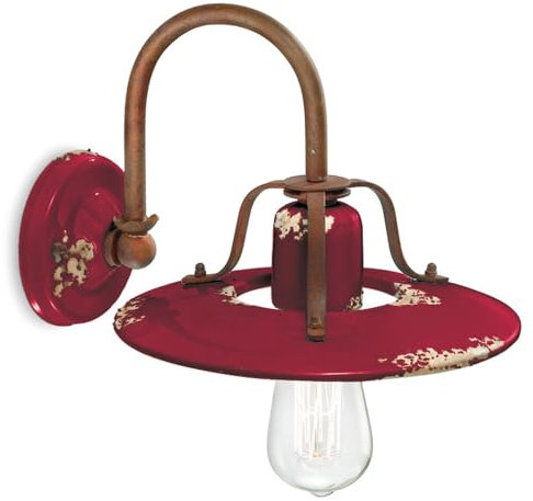 Licht-Erlebnisse Wandlampe Keramik Metall B: 25 cm in Bordeaux Rot Shabby Antik Rostbraun für E27 Vintage Design Wandleuchte innen Wohnzimmer Küche Flur