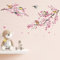astylishome Wanddeko Schlafzimmer Blumen Rosa Groß Wandaufkleber Blüten Blume Vögel Wandsticker Tapete Selbstklebend Kinderzimmer Mädchen Wohnzimmer Wanddeko 0512