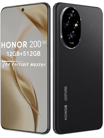 HONOR 200 5G Smartphone 12Go 512Go, Batterie 5200mAh, Snapdragon 8s Gen 3, Triple caméra 50 MP, Ecran 6.7'', Double SIM, NFC, MagicOS 8.0/Android 14 (sans Chargeur), Noir