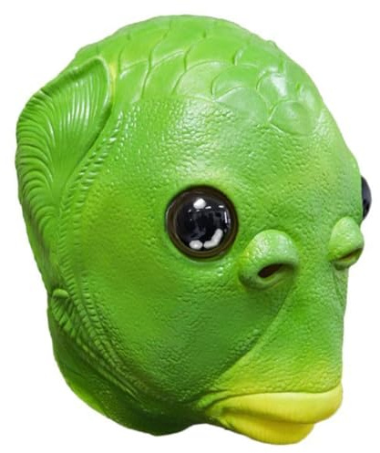 LGWJHCY Green Fish Latex Mask Headwear, Halloween Masks, Animal Masks, Realistic Costume Party Cosplay Props, Funny Face Masks for Halloween Carnival Costume Party
