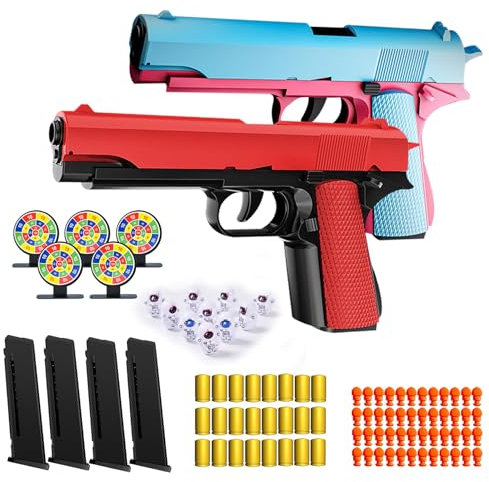 2PCS Soft Bullet Gun Toy - Automatic Pull Back Action Semi-Automatic Handgun with Shell Ejection and Auto Rebound, Gun Toy for Teen Boys, Suitable for 6 7 8 9 10 11 12 Years Old boys And Girls Toys