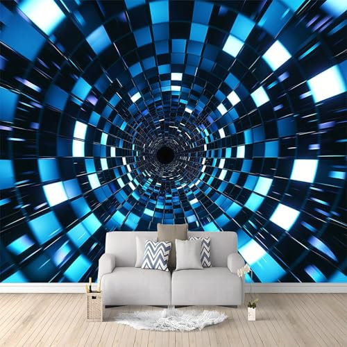 Generico Carta da Parati 3D Tunnel Effetto Trompe L'Oeil 3D 350x256 cm Carta da Parati TNT Fotomurali Moderna Parati Fotomurale 3D Effetto per Soggiorno, Camera Letto, Sala Pranzo, TV Sfondo