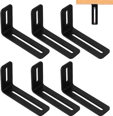Angolo di Fissaggio Regolabile con 2 Scanalature Lunghe, Staffa D'angolo in 6 Pezzi, Staffa Angolare per Mobili a L, Staffa di Montaggio a 90 Gradi, Spessore 3 mm, per Tavoli, Sedie e Armadi in Legno