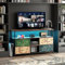 belupai TV-Schrank mit 4 Stoffschubladen, TV-Ständer Kommode mit LED-Lichtern, Metallrahmen, TV-Board, Lowboard, für Wohnzimmer und Schlafzimmer (137 cm, Vintage-Blumenmuster)