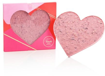 Venchi Brutto&Buono Rosa, Lastra Artigianale al Cioccolato Bianco con Lampone & Mandorle, Senza Glutine, Confezione da 300 g, Idea Regalo per la Festa della Mamma