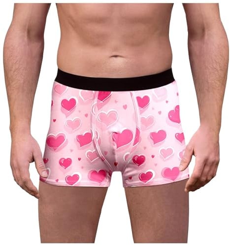 Caleçon boxeur pour homme avec pochette de contour pour homme - Boxer pour la Saint-Valentin - Taille moyenne avec cœurs bombés