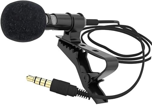 Lavalier Lapel collar clip Microphone, Mini Clip-On Lapel Mic, Mini Lavalier-Multi Directional Lapel Mic, Lapel Condenser Mic Jack For Phone, PC, Laptop, Camera And More.(Black)