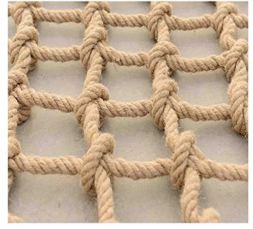 DEWADE Hanfseilnetz Kindersicherheitsnetz Sicherheitsnetz FüR Kinder Schutz-Netz FüR Den AußEn-Bereich Seilnetz Weißes Balkon-Netz Dekor Netz(2x2m)