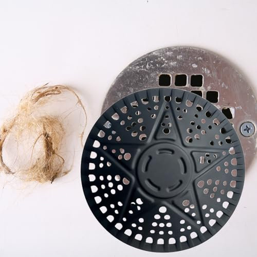 iAnomla - Filtro di scarico in silicone, 5,5, 14 cm, filtro di scarico per doccia, vasca da bagno, protezione per scarico in silicone per bagno e cucina (nero)