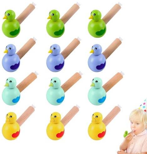 12 Stücke Vogelpfeife Kinder Holz Vogel Pfeife Spielzeug Lotusflöte Weihnachten Lustige Pfeife Fuer Kinder, Partytröten Holzpfeifen für Versammlungen Spiele Unterhaltung