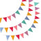 3er Set Wimpelkette Outdoor, 36 Bunte Wimpel (17,5x12,5 cm), 12 m Girlande, Wetterfeste Party Deko für Geburtstag, Gartenparty, Einschulung, Festival & Schützenfest (Regenbogenfarben)