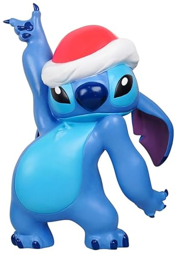 Christmas Inspirations Deko 3D Disney Gartenfigur Stitch Santa mit Weihnachtsmütze H:49 cm aus Kunststoff - Figur Weihnachten aus Lilo & Stitch, moderner Deko Stil für Fans, Gartendekoration, Statue