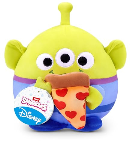 Snackles Disney Pixar Toy Story Alien & Pizza 8 Plush by ZURU – Little Green Men Ultra-Soft Collectible Plush Toy with Snack Accessory, Gift for Kids, Tweens & Disney Fans