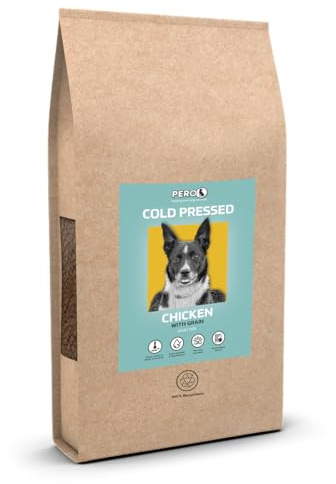 Pero Cold Pressed Dog Food – Chicken with Grains – 36% Chicken, Complete Dry Food with Joint Care & Easy Digestion (12kg)