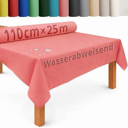 DecoHomeTextil Tischdecke Vliesstoff Rolle 1.1 x 25 m Altrosa | abwaschbar, wasserabweisend, zuschneidbar, anpassbar, Tischdeckenrolle, Vlies