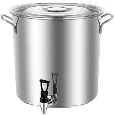 Suppentopf aus Edelstahl mit Deckel und Wasserhahn, 10 l Slow Cooker, vielseitiger Weineimer, ideal zum Kochen und Servieren, 25 x 25 cm, stilvoll – perfekt für Zuhause und Partys
