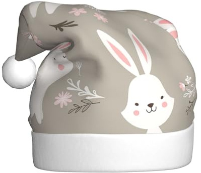 Dexnel Osterhase Blumendruck, Winter, warme Mütze, 1 Stück, Unisex, Geschenke, Weihnachten, Erwachsene, Urlaub, Weihnachtsbaumdekoration, Weihnachtsmannmütze