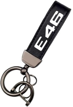 SDYAYFGE Schlüsselanhänger Auto,für E46 Leder Schlüsselring Metall Autoschlüsselbund Logo Ersat Zubehör personalisiert Geschenke,B