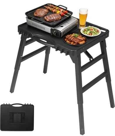 Heimlyn Outdoor Grillwagen für Weber Q100/Q200/Q300, Enders Urban, Burnhard Wayne, Ninja Woodfire, Tragbarer Servierwagen, Outdoor Grillständer, Grilltisch für Pizzaofen