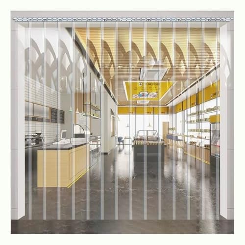 Rideau À Lanières en Plastique Transparent Isolant Anti-poussière， Rideau Porte Lanieres Rideaux À Lamelles Convient aux Chambres Froides D'entrepôt, Facile À Installer(240x200cm/94.49x78.74in)