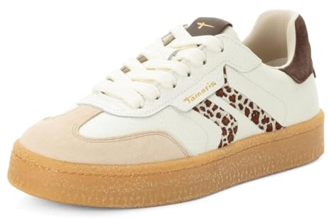 Tamaris 1-23733-46-197 Damen Sneaker Low Leder/Synthetik Weiß