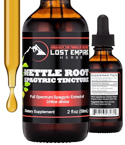 Lost Empire Herbs Nettle Root Extract Spagyric Tincture (2 fl oz) - Wild Harvested from Supplement for Men, Urinary Function, BPH, Hair Loss - 3rd Party Lab Tested