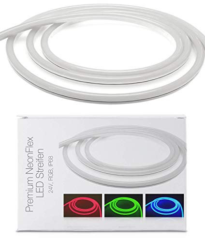 LED Universum 10 Meter Premium NeonFlex LED Streifen RGB, IP65, 24 V, 12 W/m, 280 lm/m, für Innen- und Außenbereich