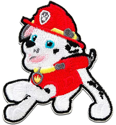 Paw Patrol Marshall - Aufnäher, Bügelbild, Aufbügler, Applikationen, Patches, Flicken, zum aufbügeln, Größe: 7 x 6,2 cm