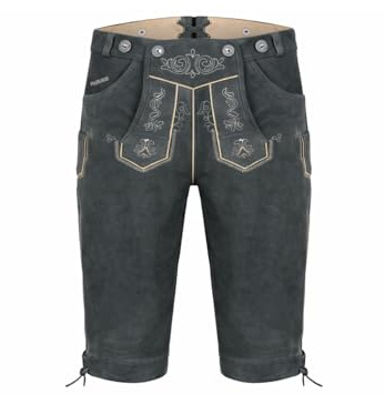 PAULGOS Herren Trachten Lederhose + Träger, Echtes Leder, Kniebund Übergröße in 4 Farben Gr. 44-72