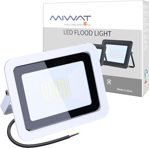 MIWATT 50W LED Strahler Außenleuchte Superhell LED Fluter Außenstrahler Flutlicht IP68 Flutlichtstrahler Scheinwerfer Kaltweiß Licht für Garten, Garage