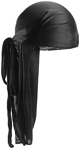 Unisex Deluxe Silky Durag Extra-Long-Tail Headwraps Pirate Cap Solid Color-Kopf-Verpackung Turban Damencap Männer