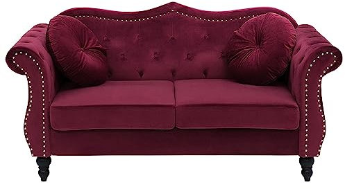 Stilvolles und elegantes 2-Sitzer Sofa in Burgunderrot SKIEN