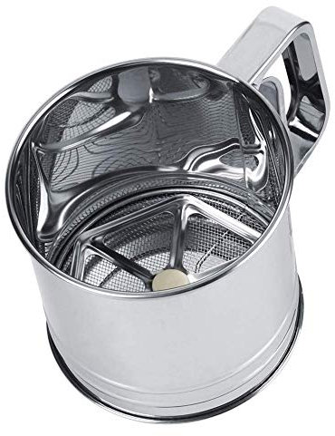 Edelstahl Mehlsieb Tasse Hand Squeeze Mehlsiebe Kleine Zucker Pulver Mehl Feinmaschiges Sieb für Kuchen Cookie Dessert Home Küche Rezept Backen und Braten Werkzeug MEHRWEG VERPAKUNG