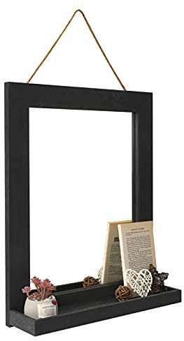 Emfogo Wandspiegel mit Regal, Landhaus-Dekoration, zum Aufhängen für Badezimmer, Waschtisch, Schlafzimmer, Eingangsbereich, Wohnzimmer, 50,8 x 40,6 cm, verwittertes Schwarz