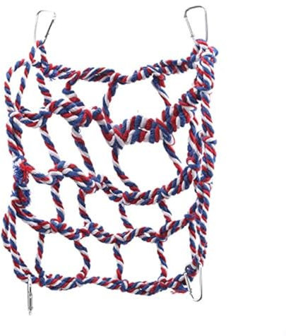 Yoogeer Rat Ferret Chinchilla hamsters Hammock Braided Bed Toy Center Hanging Cage Swing Ferret Cargo Net Boredom Breaker with 4 Hooks (Red)