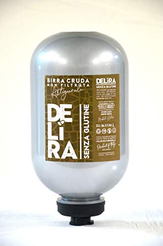 Birra Artigianale Cruda Italiana DELìRA Golden Ale Senza Glutine - Minikeg 3 Litri - Prodotta da I.C.B. Italian Craft Brewery