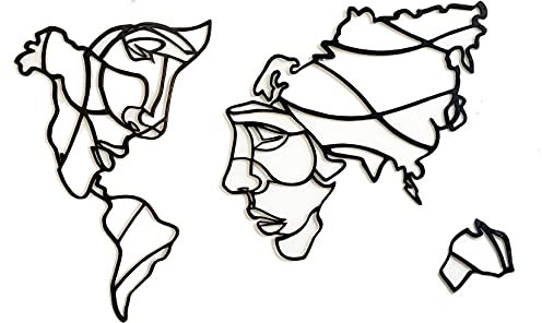 Pet-Jos Weltkarte Wanddeko Holz Gesicht - Geometrische Ornamente Minimalistische Wandkunst - Hängende Dekoration World Map Decoration