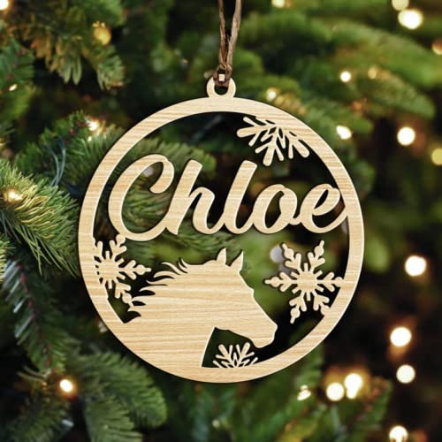 Custom Horse Christmas Ornament Personalisierte Ihr Pferd Name Weihnachtsornament für einen Pferdeliebhaber Weihnachtsbaum Kreis Dekorationen
