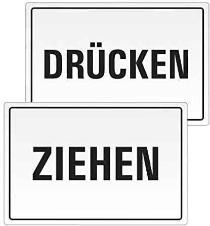 Aufkleber - Ziehen Drücken 130x90 mm | 2er Set UV-sicher ideal für Glastüren 43740