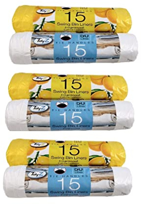 Scented Swing Bin Liners 90 Tie Handle Bin Liners 50L Bin Bags Lemon & Fresh Linen Fragrance