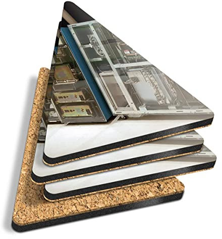 4 x Triangle Coasters - Vintage Computer Processors Retro Geek Cork Backed MDF Glossy Tea Coffee Accessory #24390