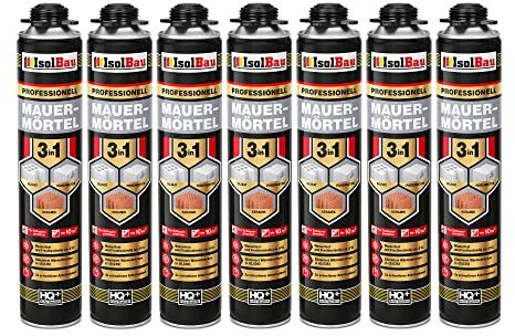 Isolbau Mauermörtel 7 x 750ml Pistolenschaum Montageschaum Klebeschaum 3 in 1 PU-Mörtel