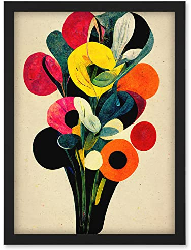 Doppelganger33 LTD Kandinsky Inspired Abstract Multicolour Flower Bouquet Artwork Framed Wall Art Print A4