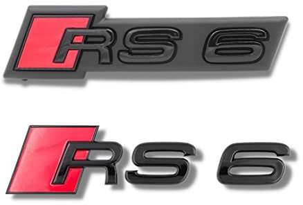 Original Audi Schriftzug - für RS6 und weitere Audi Modelle, Schwarz, Tuning Exclusive Black Edition, Schriftzug-Set für Heckklappe & Kühlergrill, Mehrere Audi Modelle, Schriftzugpaket, Selbstklebend