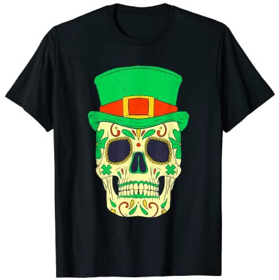 St Patricks Day Totenschädel Mit Zylinder Hut Saint Paddy's T-Shirt